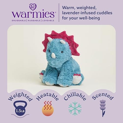 warmies Microwavable & Weighted Stuffed Animals, Triceratops - Heated Stuffed Animal Plushie for Warmth & Comfort - Cute Soft Plush Toys for Adults & Children (Boys, Girls, Babies & Toddlers) thumbnail 2