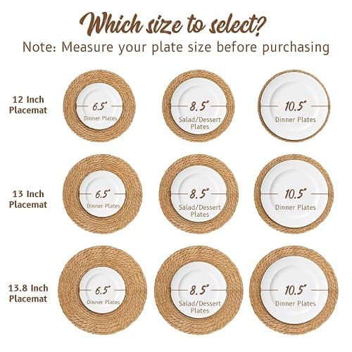 BAVIFY 13 in Round Woven Placemats Set of 4 Chargers for Dinner Plates Farmhouse Rustic Boho Table Mats for Dining Table Decor Wicker Straw Braided Place Mats thumbnail 3