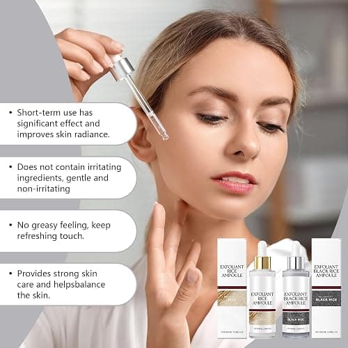 Peel Shot Glow Rice Ampoule, 2Pack White & Black Rice Gentle Exfoliant Scrub for Face & Body, Helps Clear Blackheads & Dead Skin, Pore Care, All Skin Types (100ml*2) thumbnail 7