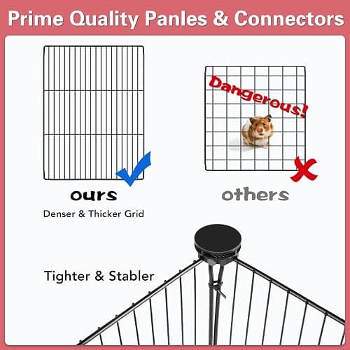 VISCOO 12 Panels Small Animal Playpen, 48" x 24" x 16" Pet Playpen with Waterproof Mat, C&C Cage for Guinea Pigs, Puppy Play Pen, Bunny Playpen, Indoor Outdoor Portable Metal Wire Yard Fence thumbnail 6