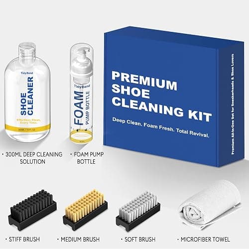 Shoe Cleaner Kit for Sneakers – 300ml Premium Shoe Cleaning Set with 3 Brushes & Microfiber Towel, Sneaker Cleaner for White Shoes, Boots, Leather, Suede, Canvas, Mesh, PU & Fabric thumbnail 7