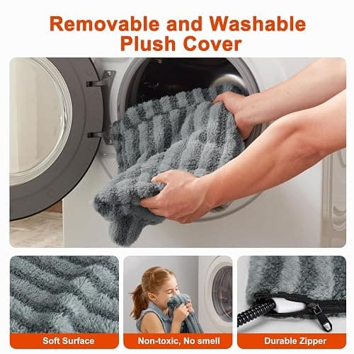 SHU UFANRO Pet Heating Pad, Waterproof Heated Cat Bed with 11 Adjustable Temperatures & 24H Timer, Auto Shut-Off, Chew-Resistant Cord, Washable Cover, Indoor Electric Heating Mat, Grey, S(18" x 16") thumbnail 7