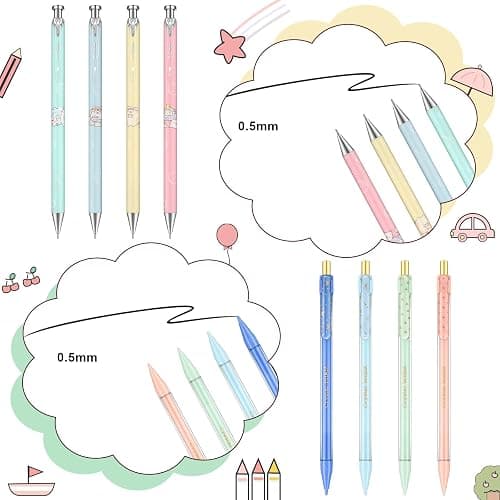 20 Pack Mechanical Pencils Kawaii Stationary Cute Mechanical Pencil Mixed 0.5mm 0.7mm 0.9mm Kawaii Pencil for School Office Home Supplies, Some with Top Erasers thumbnail 4