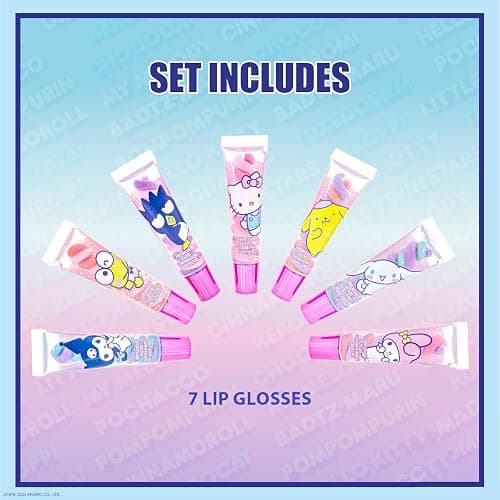 Townley Girl Hello Kitty and Friends 7 Piece Swirl Lip Gloss, Girls Kids Party Favors, Lip Set for Girls, Perfect for Birthday Gifts, Plant Based, Ages 3 thumbnail 2