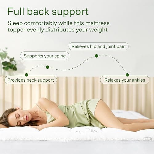 Ultra Soft Twin XL Size Mattress Topper - Viscose Made from Bamboo Pillow Top Mattress Pad for Back Pain Relief - Naturally Cooling for Hot Sleepers, White thumbnail 4