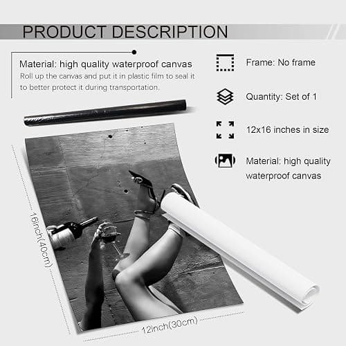 Heltrappe Elegant Urban Feminist Poster Black and White Wall Art Funky Vintage Aesthetic Trendy Bar Cart Decor Wine Canvas Prints Bar Wall Decor 12x16 inch Unframed thumbnail 2