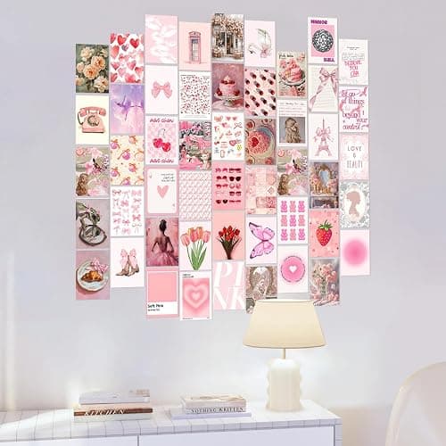 ASTRDECOR Pink Coquette Room Decor Aesthetic Pictures 50 PCS - Coquette Wall Art Prints 4"x6", Trendy Cute Home Decor, Wall Collage Kit For Teen Girls Dorm Bedroom, Vintage Pink Bow Posters thumbnail 5