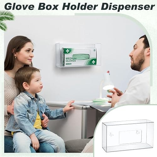 Thyle 2 Pcs Glove Box Holder Wall Mount Acrylic Dispenser Single Side Loaded Disposable Latex Rubber Glove Box for Kitchen, Office, Restaurant (Clear) thumbnail 6