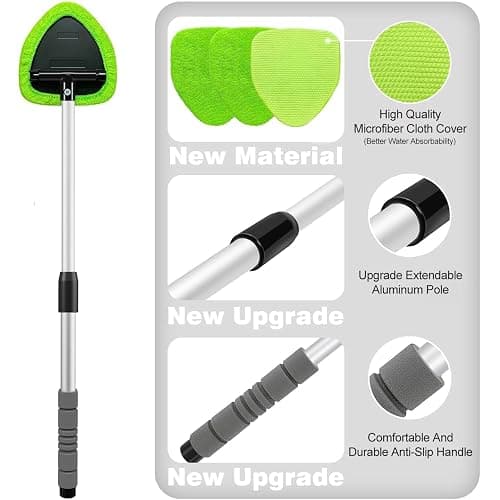 XINDELL 24-inch Windshield Cleaner Tool – Upgrade Large Head Car Interior&Exterior Window Cleaning Kit with Extendable Handle & 4 Microfiber Pads, Auto Wiper Brush for Car, Trucks, SUVs, RVs & Home thumbnail 5