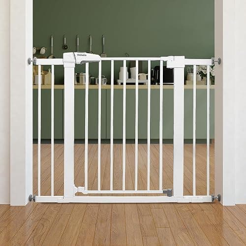 Babelio Baby Gate for Doorways and Stairs, 26"-40" Auto Close Dog Gate, PressGuard C5, Easy Install Pressure Mounted Gate, fits for Narrow and Wide Doorways, Safety Gate Door for Child and Pets - Image 1
