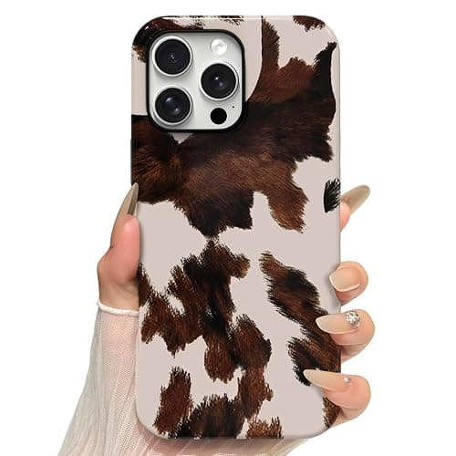 Skyseaco for iPhone 15 Pro Max Case, Treny Cow Print Phone Case Hybrid 2-Layer Hard Shell,Shockproof Soft for Girl Women Boy Men - Image 1