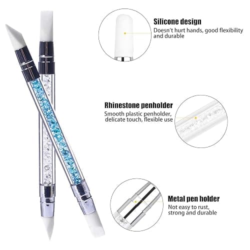 Hanyousheng 5Pcs Silicone Nail Art Sculpture Pen, Dual Tipped Silicone Rhinestone Nail Polish Carving Pen, Nail Art DIY Decoration Tool Nail Polish Brush Dotting Salon Tool Set thumbnail 4