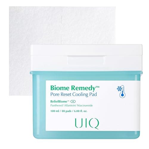 UIQ Biome Remedy Pore Reset Cooling Pad, Hydrating & Cooling Korean Toner Pads, Instant Cooling for Dry, Overheated skin, Pore Care with Panthenol, Allantoin, Niacinamide 80 Pads, 6.08 fl. oz. - Image 1