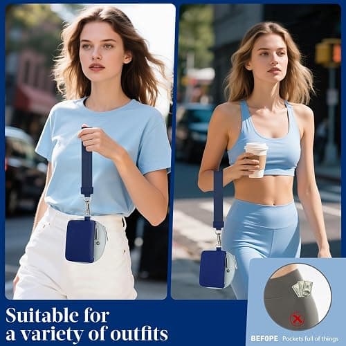 KeyChain Wallet Wristlet Wallets For Women Mini Zip Dual Pouch Wristlet thumbnail 3