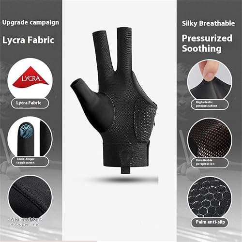 Personalized Billiards Glove, Personalized Billiard Gloves with Name, Lightweight Breathable and Perspiration-Wicking Three-Finger Gloves, Snooker Billiards Glove, Pool Glove Left Hand thumbnail 3