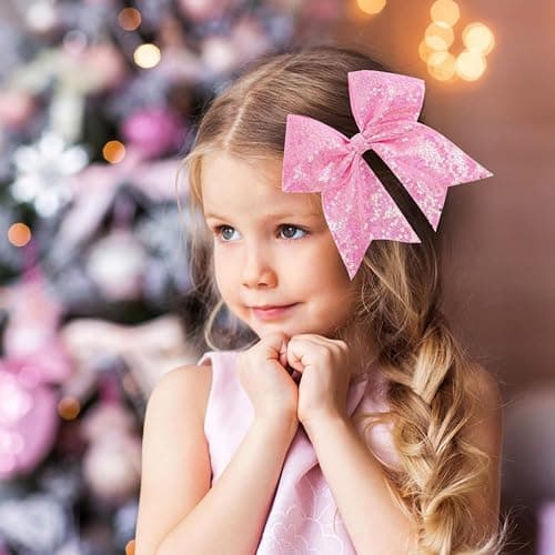 12-Color Jumbo Glitter Cheer Bow Clip – 7” Sequin Hair Bow for Girls, Perfect for Softball, Uniforms, Christmas, Halloween, and Special Occasions thumbnail 2