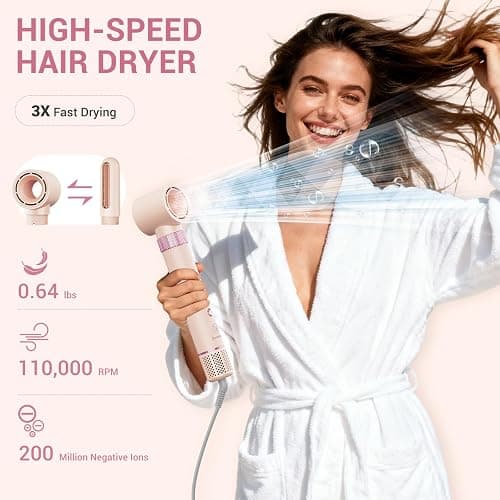 6 in 1 Air Styler, 1400W High Speed Ionic Hair Dryer with Auto-Wrap Curlers, Blow Dryer Oval Brush & Straightener Brush, No Heat Damage Hair Styler for Fast Drying,Curling, Smoothing & Volume thumbnail 3