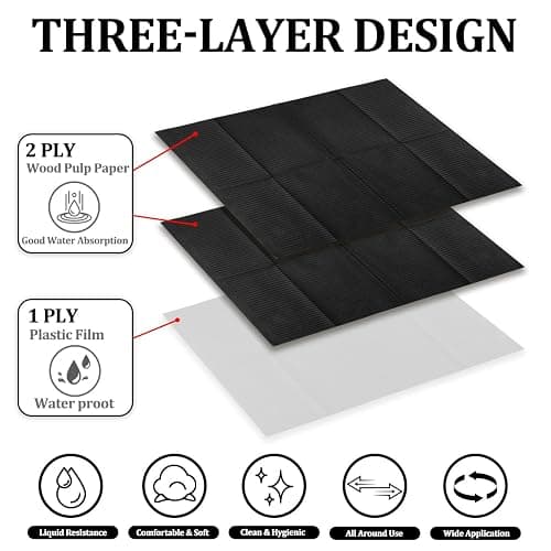 80Pcs Disposable Nail Mats - Fordable Nail Paper Towels for Table Acrylic Nail Practice Sheet, 13" x 18" 3 Ply Waterproof Nail Art Table Mats Clean Pads for Salon Manicure Tattoo (Black) thumbnail 3