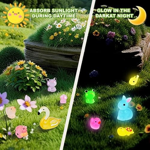 WIURGOHA 80pcs Luminous Mini Resin Animals,10 Styles Tiny Animal Glow in The Dark Miniature Resin Animal Figures Bulk,Mini Ducks Animals for Fairy Garden Micro Landscape Aquarium Dollhouse Decor thumbnail 6
