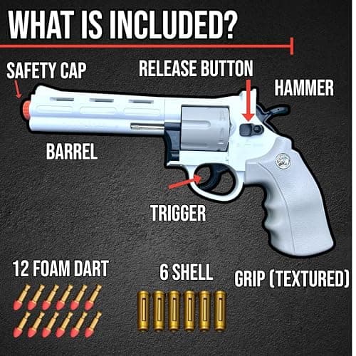 Toy Revolver Gun for Boys Pretend Play Toy Pistol with Shell Ejection Soft Darts Blaster Birthday Gift for Outdoors thumbnail 2