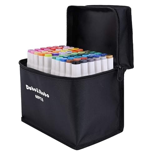 Dabo&Shobo 60 Colors Drawing Markers, Dual Tip Markers, Fine & Chisel Coloring Marker for Adult Coloring And Sketching - Image 1