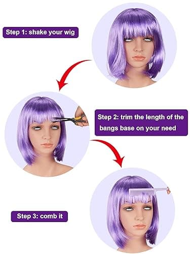 9 Pieces Short Bob Hair Wigs Multicolored Cosplay Costume Wig Daily Party Hairpiece for Women Girls (Orange, Green, Violet, White, Blue, Pink, Red, Yellow, Sky Blue) - Orange, Green, Violet, White, Blue, Pink, Red, Yellow, Sky Blue thumbnail 6