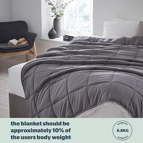 Silentnight Wellbeing Weighted Blanket - Anxiety & Stress Relief for Adults Insomnia Therapy - Sensory Calming Heavy Quilted Hug Blanket - 6.8kg, 150x200cm, Grey thumbnail 4