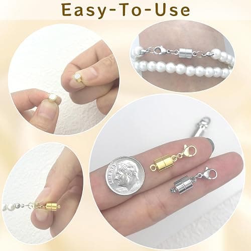 MKCYD Magnetic Necklace Clasp with Lobster Clasp,14K Gold and Silver Magnetic Jewelry Clasps for Necklace Extender Bracelet Closures thumbnail 5