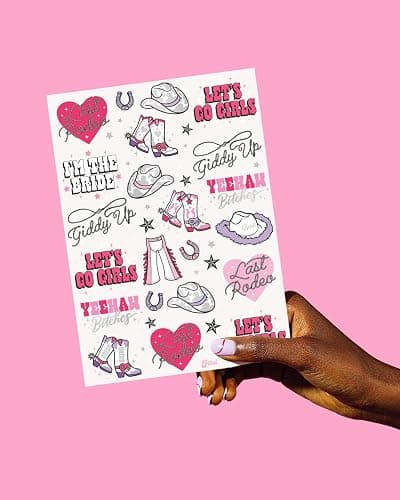 xo, Fetti Last Rodeo Bachelorette Temporary Tattoos - 48 Glitter Styles | Giddy Up Bach Party Decoration, Cowgirl, Bridesmaid Favor, Bride to Be Gift + Bridal Shower Supplies thumbnail 5