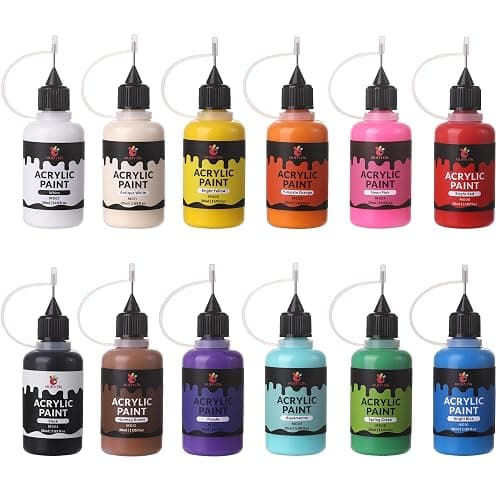 MUBYOK 1oz Matte Acrylic Paint Set with Precision Applicator Cap for Car Freshie Painting, Drawing and DIY Arts & Crafts Supplies for Adults(Pack of 12) - Image 1