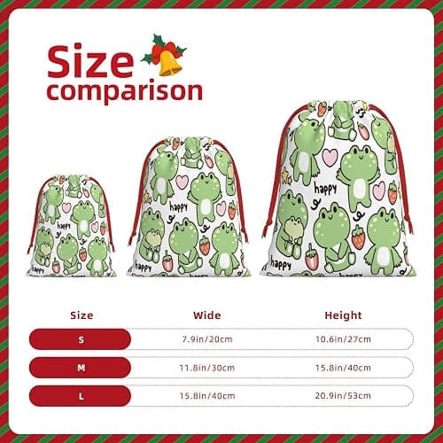 ZZhua Cute Frog Strawberry Grip Bag Drawstring Gift Bag Reusable Gymnastics Grip Bag For Anniversary, Wedding, Birthdays, Gym Small thumbnail 4