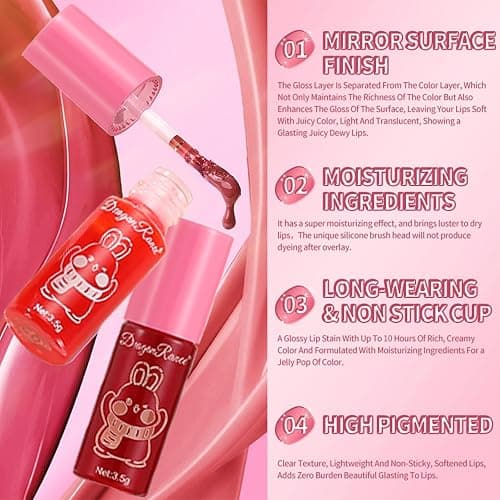 10 Colors Lip Tint Stain Set,Korean Lip Gloss,Watery Lip Stain Mini Liquid Lipstick Waterproof,Moisturizing Lip Stain Set Multi-Use Lip and Cheek Tint,Non-Stick Cup,Lightweight,Vivid Color Lip Makeup thumbnail 6