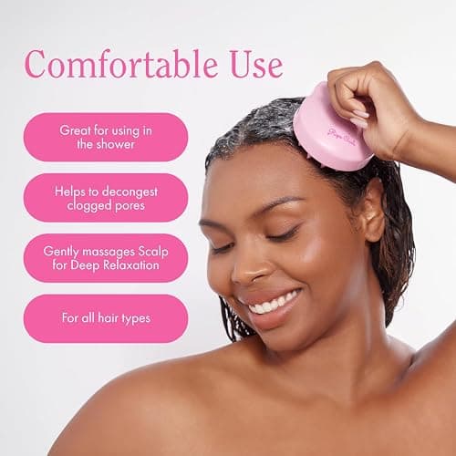 Rizos Curls Scalp Massage Brush, Remove Buildup, Stimulate Scalp Supporting Hair Health & Growth, Remove Dandruff Soothing Scalp, Comfortable Hold, Pink thumbnail 4