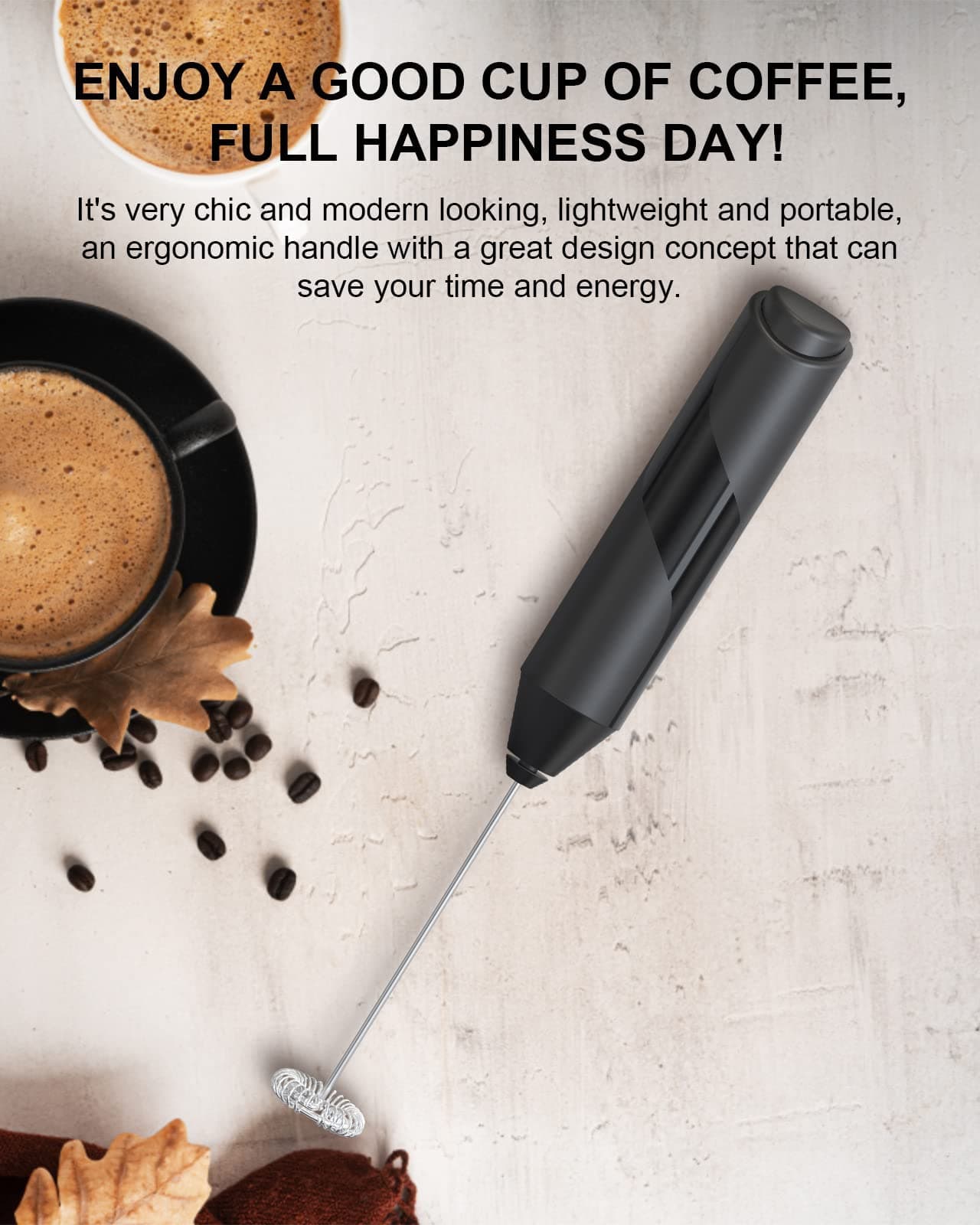 Double Whisk Milk Frother, Handheld Electric Blender Stick, Drink Mixer with Food Grade Stainless Steel Stirrer, Foam Maker for Coffee, Cappuccino, Frappe, Matcha thumbnail 2