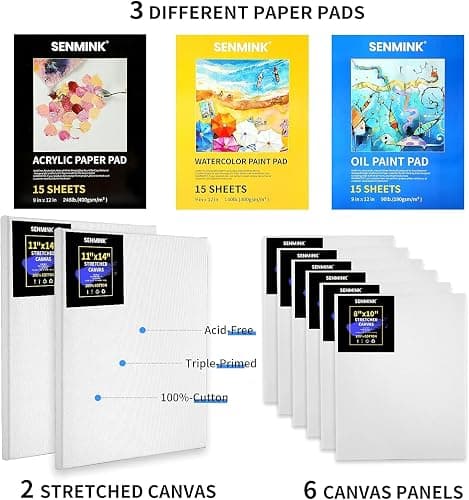 149Pcs Deluxe Artist Painting Set with Aluminum and Beech Wood Easel, 48 Colors Acrylic & Oil Paints, 24 Colors Watercolor Paints, Art Paint Supplies for Artists, Beginner & Adults thumbnail 5
