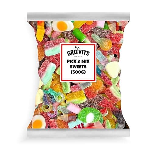 GRO VITS - Pick & Mix Sweets - 500g Pouch Quality Jelly Sweets Classic Retro Candy Selection Assortment Pick and Mix Gummy Gift Bag for Gifting Children & Adults thumbnail 2