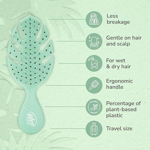 Wet Brush Go Green Mini Detangler, Green - Detangling Travel Hair Brush - Ultra-Soft IntelliFlex Bristles Glide Through Tangles & Gently Loosens Knots While Minimizing Pain, Split Ends & Breakage thumbnail 4