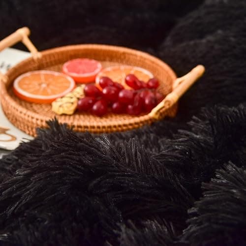 MorroMorn 5 PCS Shaggy Duvet Cover Bedding Set - Fluffy Comforter Cover Long Faux Fur Luxury Ultra Soft Cozy (Black, Full/Queen) thumbnail 3