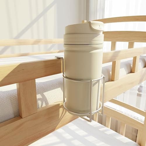 Cup Holder for Bed (Diameter: 3.3IN) Drink Holder Water Bottle/Glass Organizer for Wood Dorm Room Bunk Bed Crib, Metal Toddle Bed,Loft Bedside, Headbed, Car,Office Desk Partition - Image 1