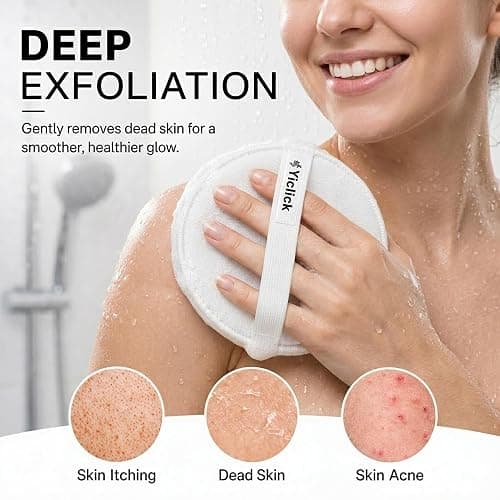 Exfoliating Body Scrubber, 2 Pack Shower Loofah Sponge with Handle, Dual-Sided Body Scrub Pad for Bathing, Rich Lather Bath Sponge for Men and Women thumbnail 6