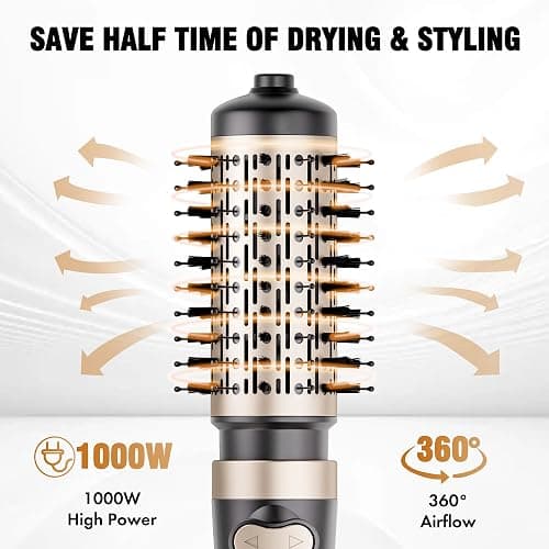 DAILYLIFE Rotating Hair Dryer Brush, Hot Air Brush, Spinning Blow Dryer Brush with 2 Brushes (1.5" & 2"), Ionic Generator thumbnail 5