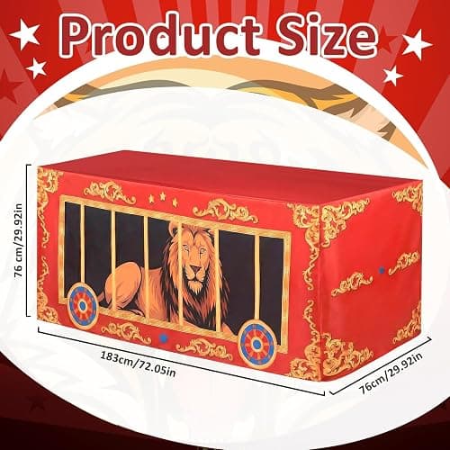 Jisfigtrh 6Ft Carnival Party Decorations Circus Animal Cage Tablecloth Tiger Lion Patterns Carnival Cage Washable Polyester Rectangular Table Cover for Boy Girl Birthday Baby Showers Party Supplies thumbnail 3