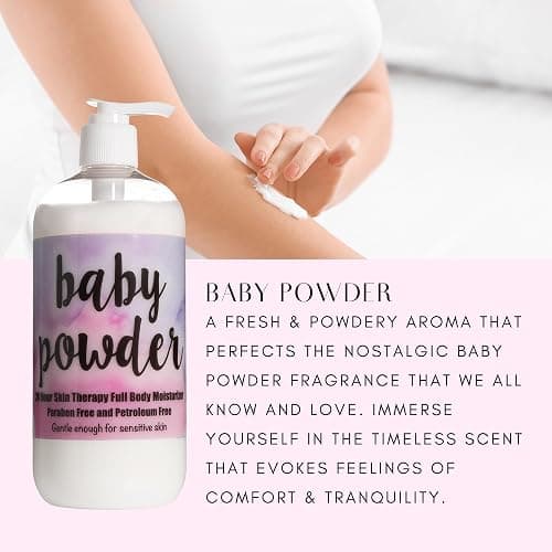 The Lotion Company 24 Hour Skin Therapy Lotion, Baby Powder Fragrance, Full Body Moisturizer, w/ Aloe Vera, Paraben Free, Made in USA, 16 oz bottle + 2 oz travel size thumbnail 2