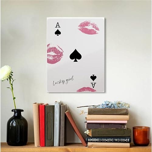 JODYCEBU Stylish Playing Cards Wall Canvas Art Ace of Spades Lucky You Poster Stylish Retro Wall Art Aesthetic Print Preppy Kiss Poster Wall Decor thumbnail 4