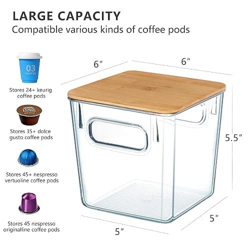 Qilinba K Cup Organizer Large Capacity Coffee Pod Holder Clear Storage Container Bins with Lids Coffee Bar Organization and Storage (3 PACK) thumbnail 3