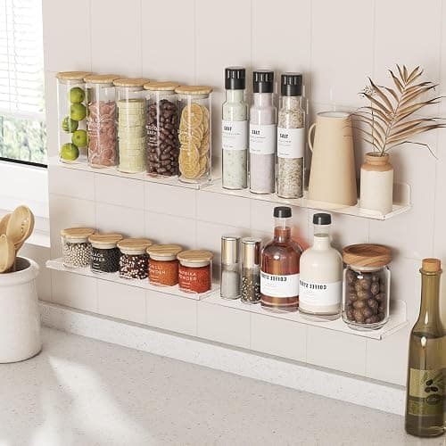 Lifewit Floating Shelves for Wall, 4 Pack 15" Clear Acrylic Shelf Room Decor for Book/Figures/Photo/Makeup in Bathroom, Book Shelf, Living Room, Bedroom, Kitchen Storage and Organization thumbnail 8