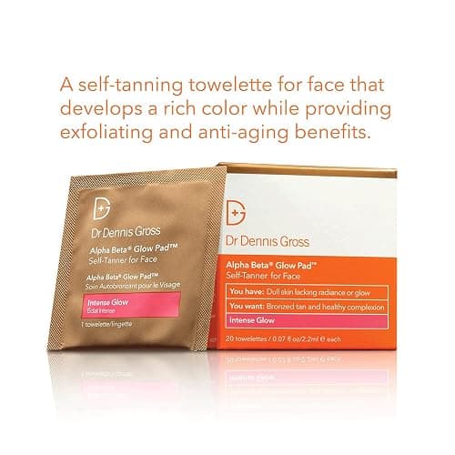 Dr Dennis Gross Alpha Beta Glow Pad Self Tanner, Intense Glow for Face: for Dull Skin Lacking Radiance & Glow, (20 Towelettes) thumbnail 2