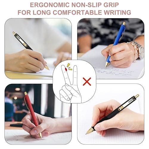 Linbsunne Ballpoint Pens Medium Point 1mm Pen with Super Soft Grip Ball Point Pen for Men Women Retractable Pens (Blue Ink+Black Ink+Red Ink) thumbnail 4