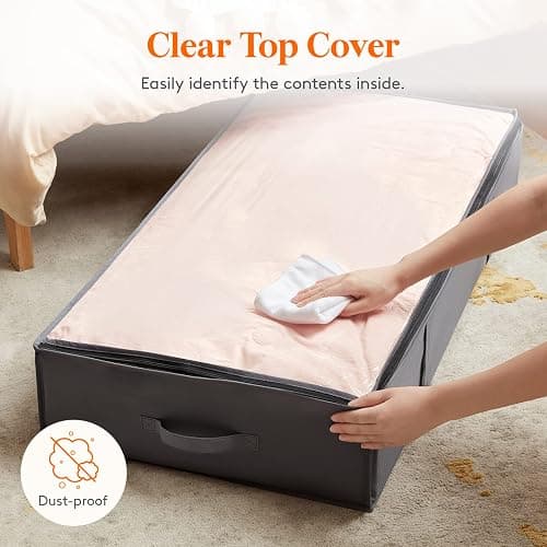 Lifewit 95L 4 Pack Under Bed Storage Containers, Large Capacity Blanket Storage Bags with Reinforced Handle, Organization and Storage for Comforters, Sheets, Clothes, Bedroom, College Dorm, Grey thumbnail 6