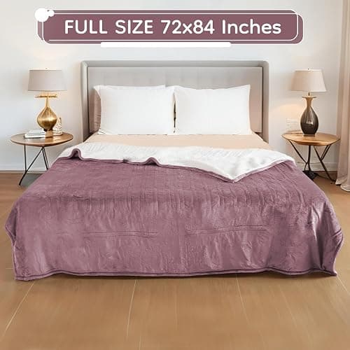 LaffyLo Electric Heated Blanket Full Size - 72"x84", Soft Flannel Heating Blanket, 10 Heating Levels, 1-12 H Auto Shut Off, Breathable Warm and Washable for Bed, Purple thumbnail 6